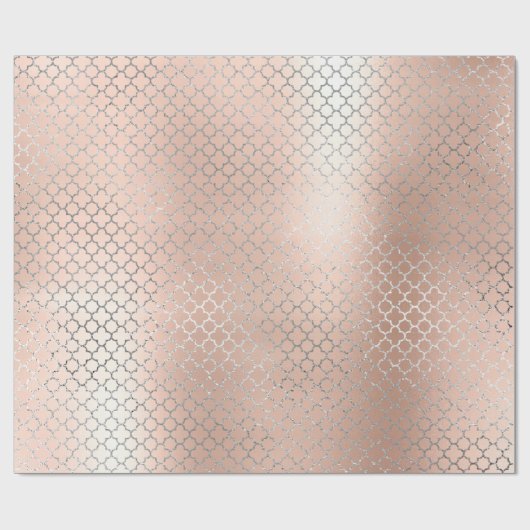 Quatrefoil Zilveren Glam Roze Rose Goud Art Deco Cadeaupapier (Vlak)