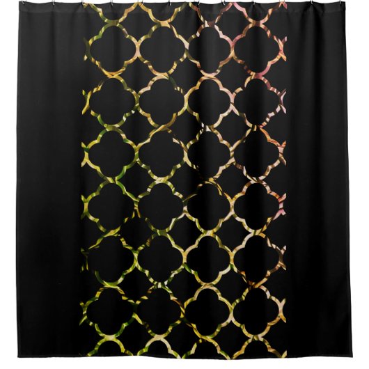 QuatrefoilPattern Green Golden Glitter Black Cool Douchegordijn (Voorkant)