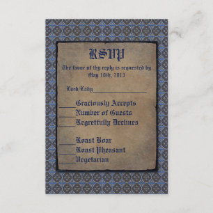 Quatrefolie Gold op blauw RSVP Kaartje