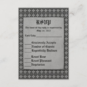 Quatrefolie zwart op zilver RSVP kaartje