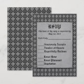 Quatrefolie zwart op zilver RSVP kaartje (Voorkant / Achterkant)