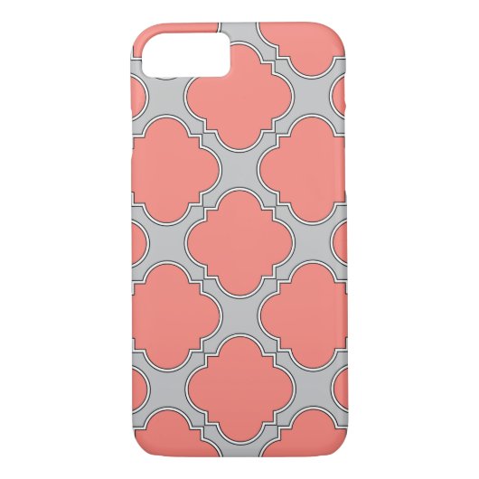 Quatrefoliekoraal en grijs Case-Mate iPhone case (Achterkant)