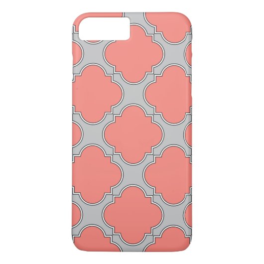Quatrefoliekoraal en grijs Case-Mate iPhone case (Achterkant)