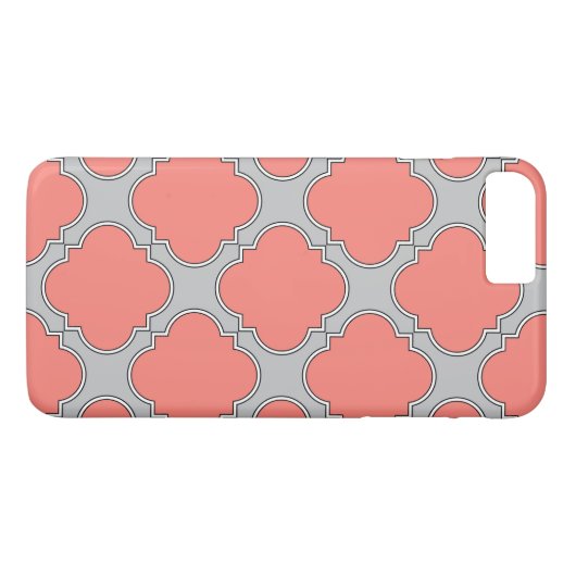 Quatrefoliekoraal en grijs Case-Mate iPhone case (Achterkant (Horizontaal))