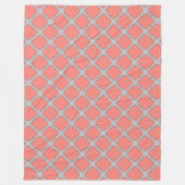 Quatrefoliekoraal en grijs fleece deken (Voorkant)