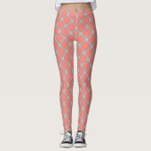 Quatrefoliekoraal en grijs leggings (Voorkant)