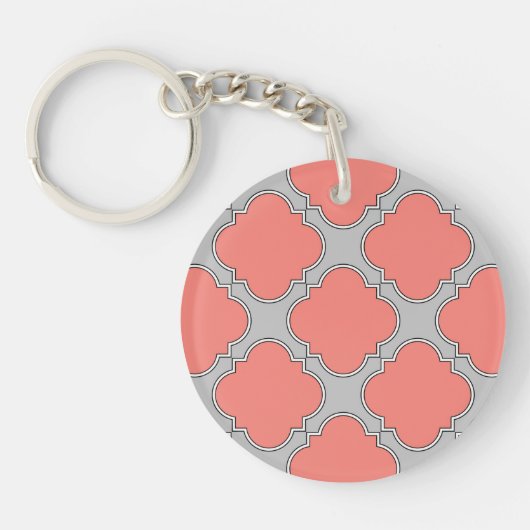 Quatrefoliekoraal en grijs sleutelhanger (Voorkant)