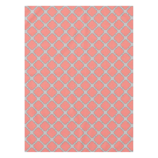 Quatrefoliekoraal en grijs tafelkleed (Voorkant)