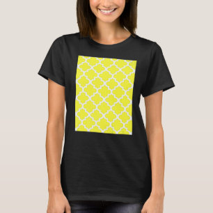 Quatrefoliepatroon in witte omtrek op Citrus Yell T-shirt