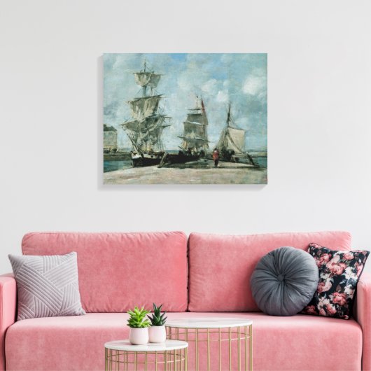 Quay in Honfleur Canvas Afdruk (Insitu (Woonkamer))
