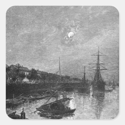 Quay te Hankou, 1893 Vierkante Sticker (Voorkant)