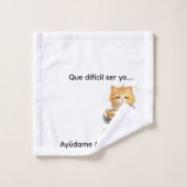 Que Dificil Ser Yo Funny Tired Cat 3-Piece Towel S Bad Handdoek (Wasdoekje)