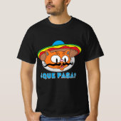 QUE PASA? Cartoon Mustache Cat Señor Gato T-shirt (Voorkant)
