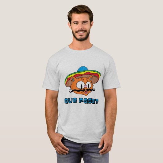 Que Pasa Señor Gato™ Cartoon Mustache Cat T-shirt (Voorkant volledig)