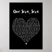Que Sera Sera Black Heart Song Lyric Print (Voorkant)