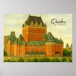 Quebec Canada Antieke Aquarel Reis Poster