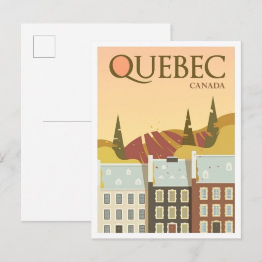 Quebec Canada Art Vintage Travel Illustratie Briefkaart (Voorkant / Achterkant)