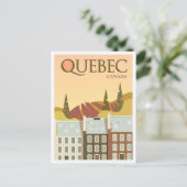 Quebec Canada Art Vintage Travel Illustratie Briefkaart (Staand voorkant)