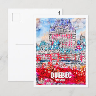 Quebec Canada Beroemde Reisplaats Waterverf Briefkaart