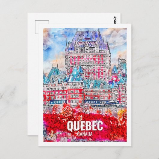 Quebec Canada Beroemde Reisplaats Waterverf Briefkaart (Voorkant / Achterkant)