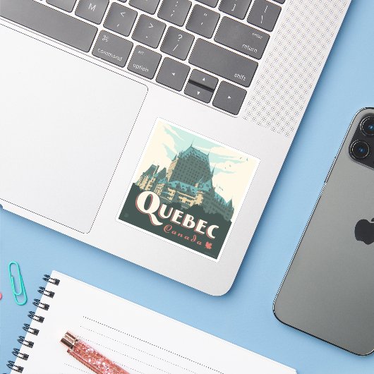 Quebec Canada Château Frontenac | Sticker (Laptop met iPhone)