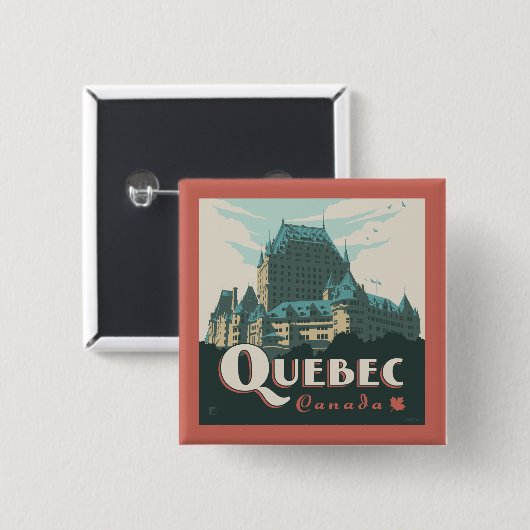 Quebec Canada Château Frontenac | Vierkante Button 5,1 Cm (Voorkant /achterkant)