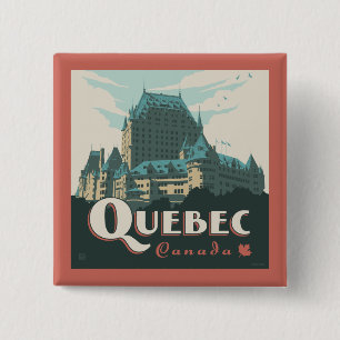 Quebec Canada Château Frontenac   Vierkante Button 5,1 Cm