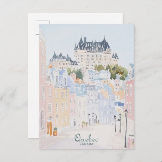 Quebec Canada Gouache Schilderillustratie Reizen Briefkaart (Voorkant / Achterkant)
