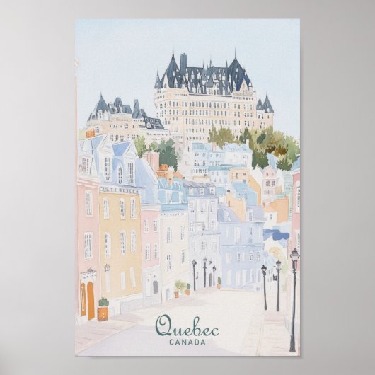 Quebec Canada Gouache Schilderillustratie Reizen Poster (Voorkant)