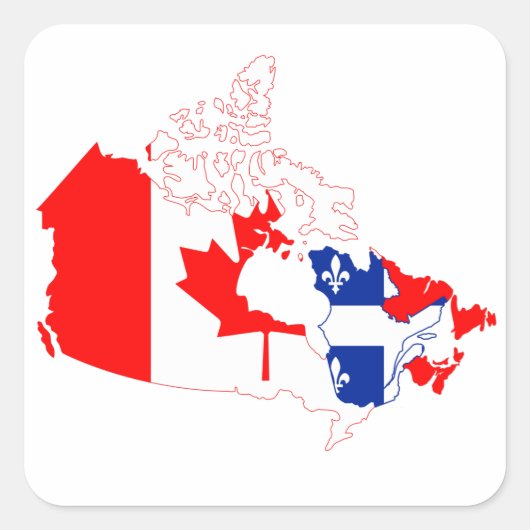 Quebec Canada Kaart Vlaggen Sticker (Voorkant)