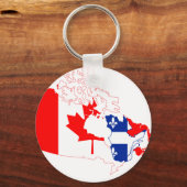 Quebec Canada Map Flag Sleutelhanger (Voorkant)