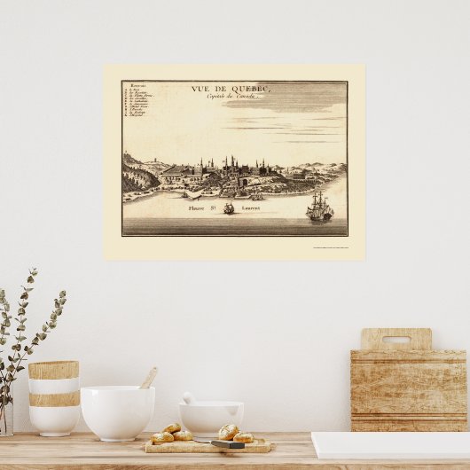Québec, Canada Panoramic Map - 1755 Poster (Keuken)