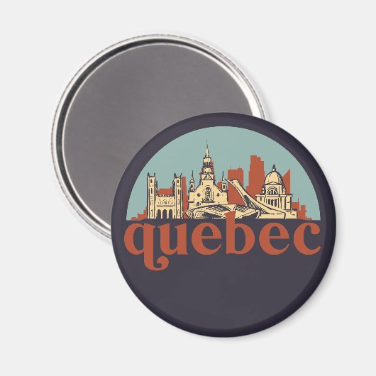 Quebec Canada Retro City Skyline Cityscape Art Magneet (Voorkant / Achterkant)