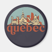 Quebec Canada Retro City Skyline Cityscape Art Magneet (Voorkant)