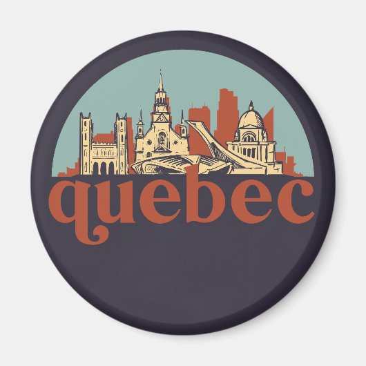 Quebec Canada Retro City Skyline Cityscape Art Magneet (Voorkant)