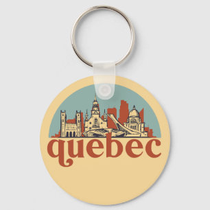 Quebec Canada Retro City Skyline Cityscape Art Sleutelhanger