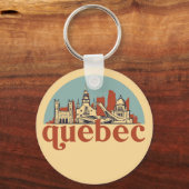 Quebec Canada Retro City Skyline Cityscape Art Sleutelhanger (Voorkant)