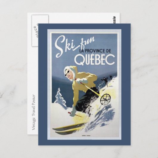 Quebec, Canada Ski Briefkaart (Voorkant / Achterkant)