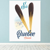 Quebec Canada ski poster Canvas Afdruk (Insitu (Houten vloer))
