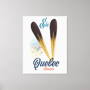 Quebec Canada ski-poster Canvas Afdruk