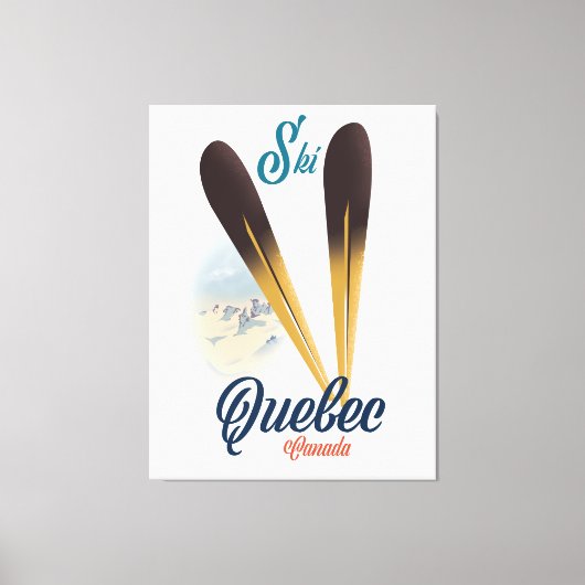 Quebec Canada ski poster Canvas Afdruk (Voorkant)