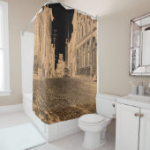 Quebec Canada Street met Car 1930's zwarte tan Douchegordijn (In situ)