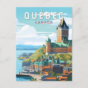 Quebec Canada Travel Art Vintage Briefkaart