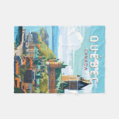 Quebec Canada Travel Art Vintage Fleece Deken (Voorkant (Horizontaal))