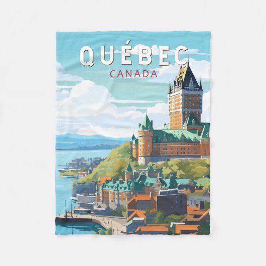 Quebec Canada Travel Art Vintage Fleece Deken (Voorkant)