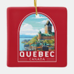 Quebec Canada Travel Art Vintage Keramisch Ornament<br><div class="desc">Quebec retro vector reisontwerp. Quebec,  gelegen in het oosten van Canada,  biedt een unieke mix van Europese charme en Noord-Amerikaanse geest.</div>