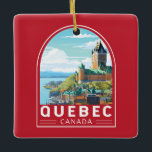 Quebec Canada Travel Art Vintage Keramisch Ornament<br><div class="desc">Quebec retro vector reisontwerp. Quebec,  gelegen in het oosten van Canada,  biedt een unieke mix van Europese charme en Noord-Amerikaanse geest.</div>
