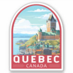 Quebec Canada Travel Art Vintage Sticker<br><div class="desc">Quebec retro vector reisontwerp. Quebec,  gelegen in het oosten van Canada,  biedt een unieke mix van Europese charme en Noord-Amerikaanse geest.</div>
