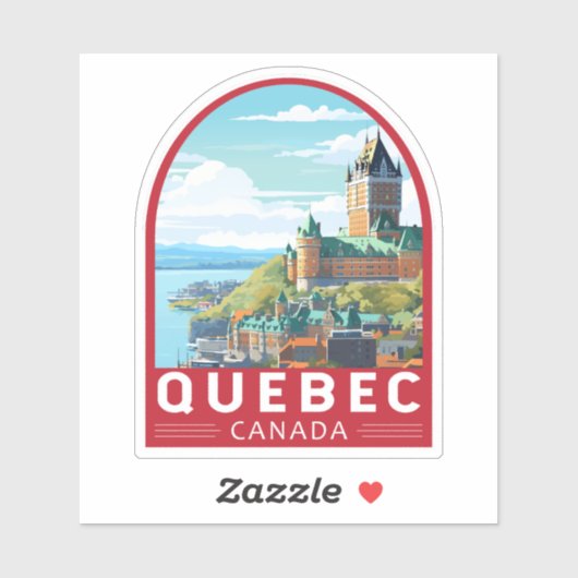Quebec Canada Travel Art Vintage Sticker (Vel)