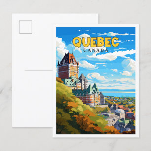 Quebec Canada vintage reisillustratie Briefkaart